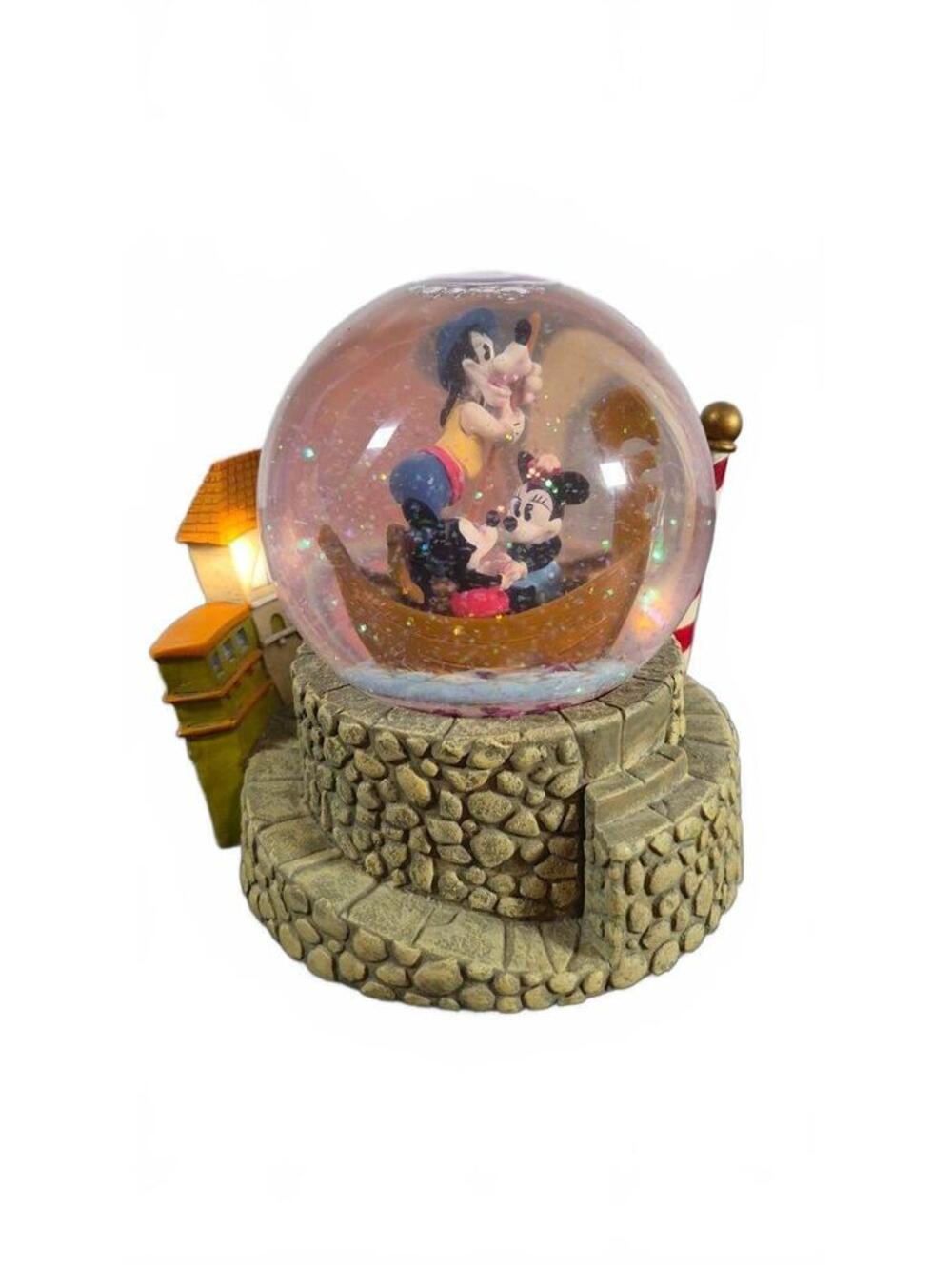 Vintage 1989 Disney The Gondola Mickey Minnie Goofy Musical Snow Globe